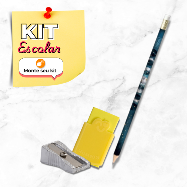 Kit Escolar 2 - Apontador, Borracha e Lápis